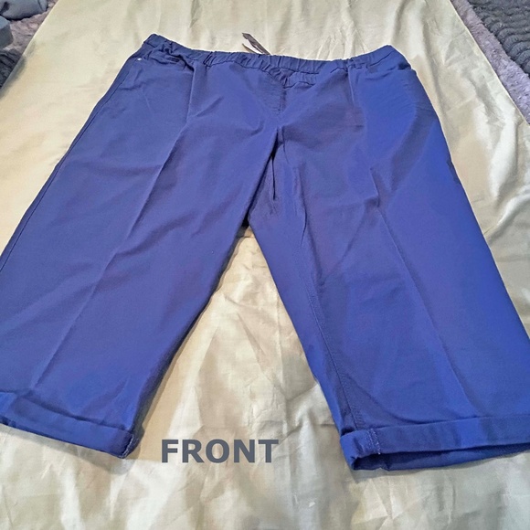 NEW PHOTOS! CAPRIS, TWILL, COOL BLUE, SIZE 28, COTTON BLEND, 5 POCKETS, ELASTIC - Picture 1 of 15